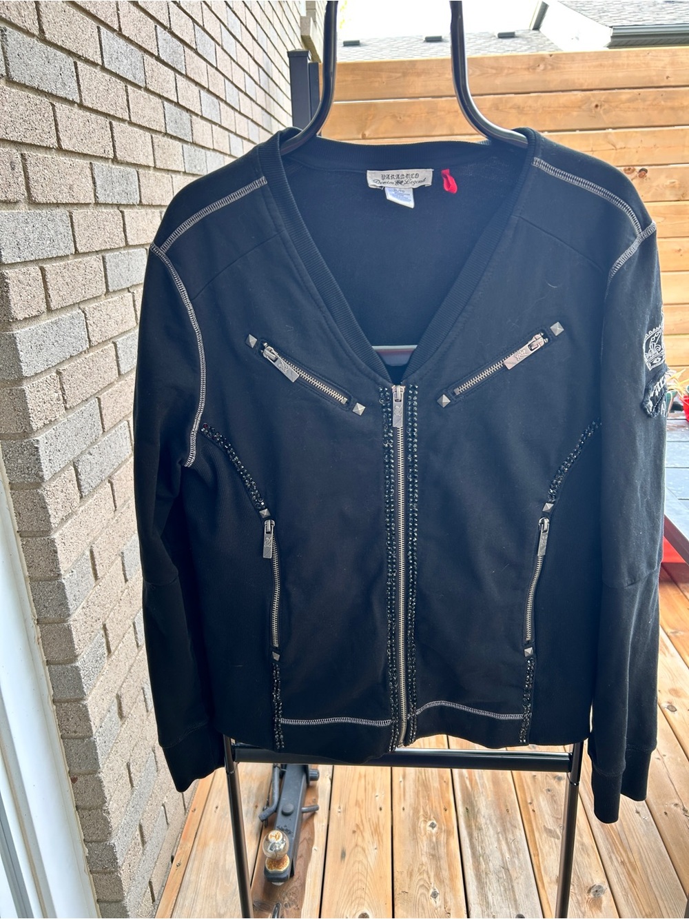 Parasuco Black Bomber Jacket with Silver Zippers